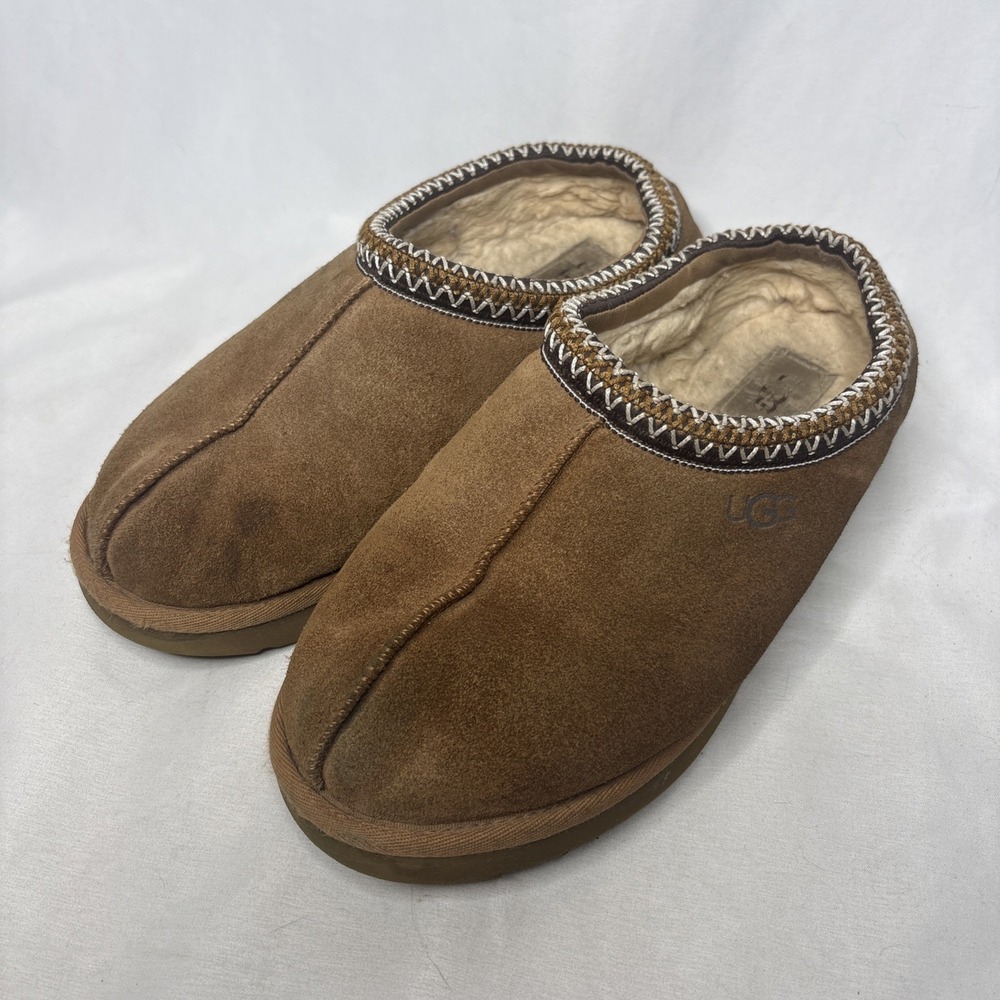 UGG Australia Women's Sz 9 Tasman Slippers Suede Chestnut Brown Mules House Shoe